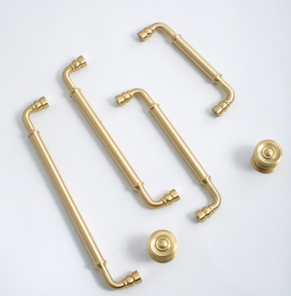 Classic Collared Bar Wardrobe Handles and Ringed Knobs
