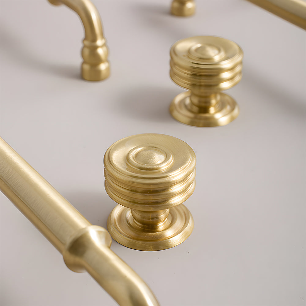 Classic Collared Bar Wardrobe Handles and Ringed Knobs