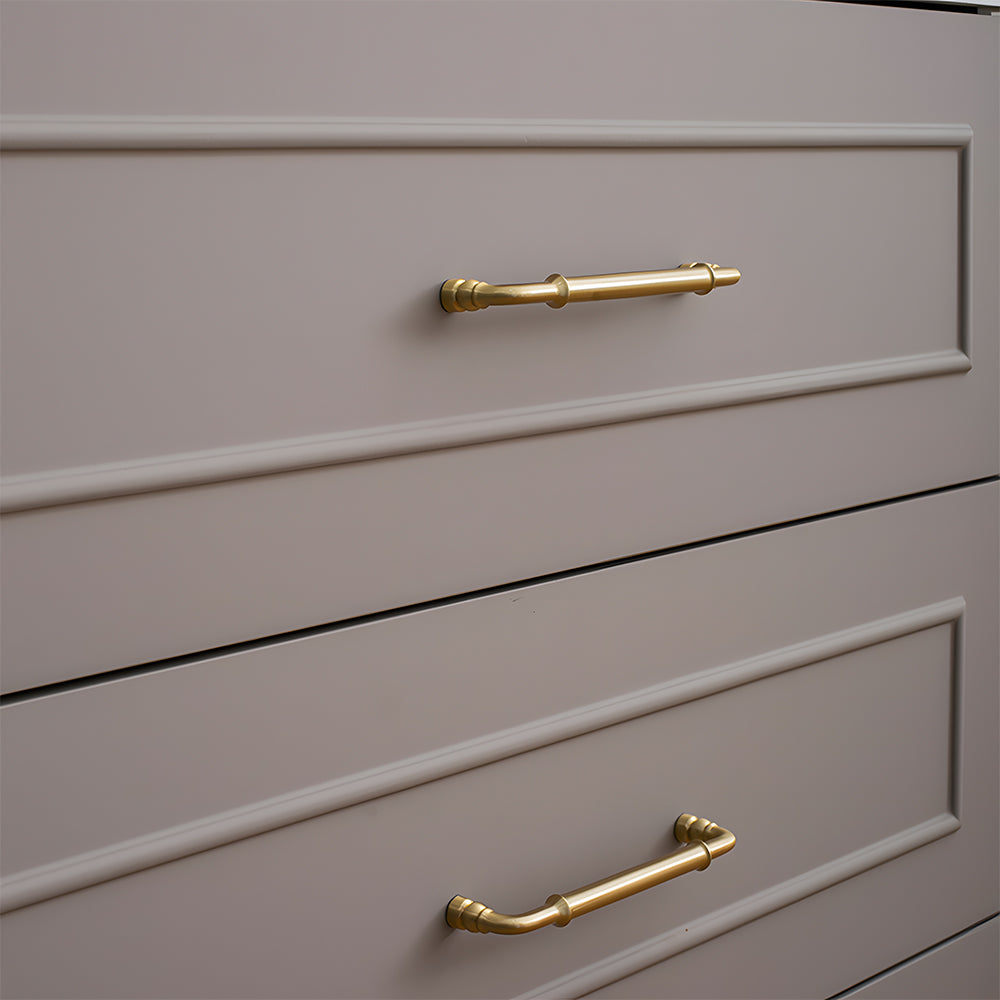 Classic Collared Bar Wardrobe Handles and Ringed Knobs