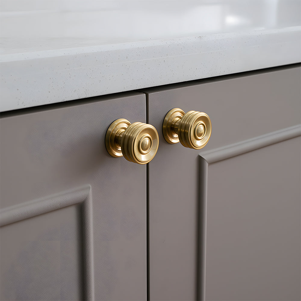 Classic Collared Bar Wardrobe Handles and Ringed Knobs