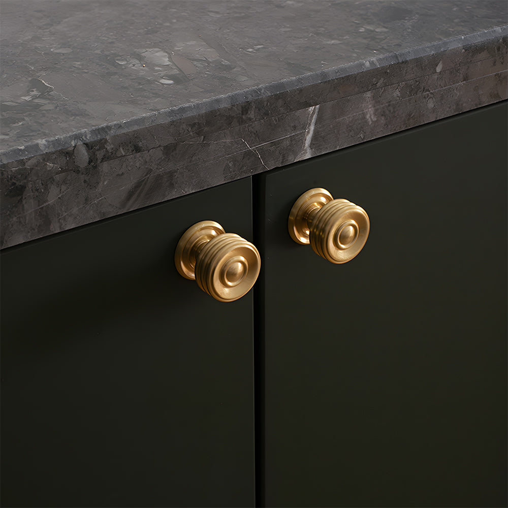 Classic Collared Bar Wardrobe Handles and Ringed Knobs