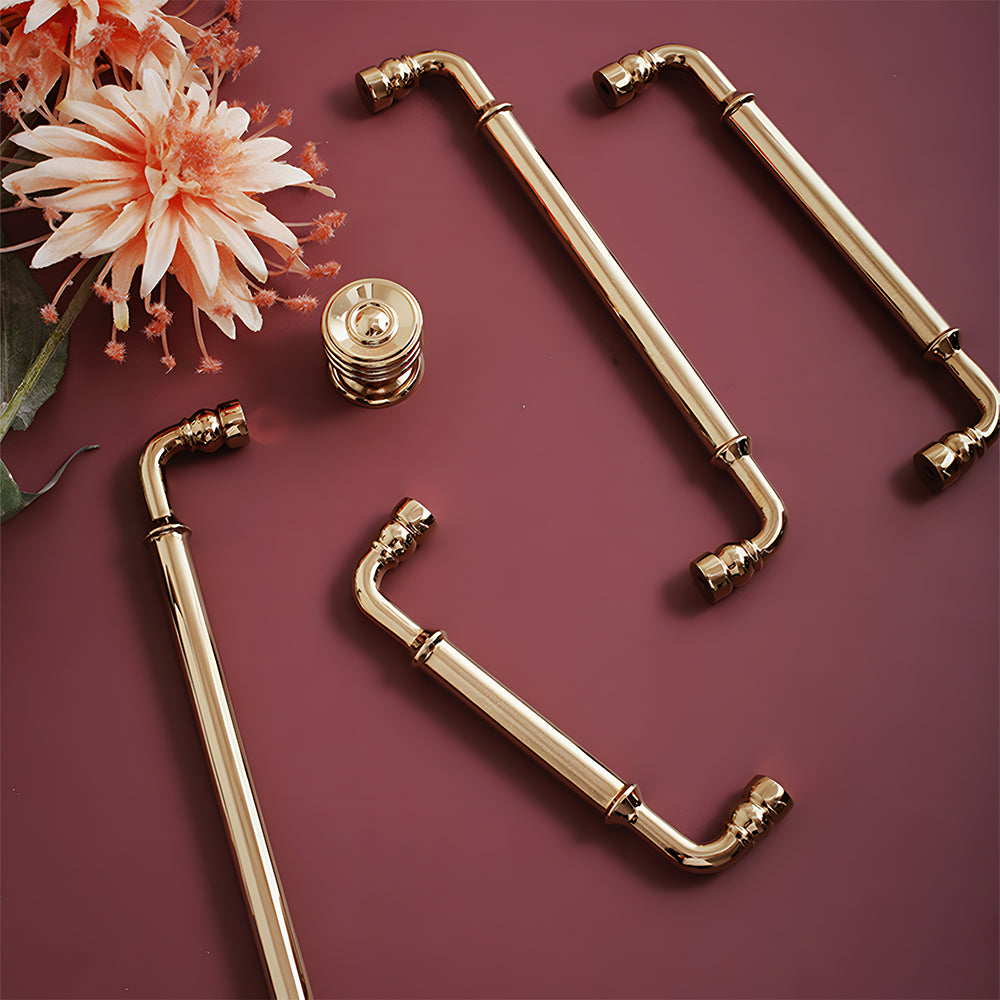 Classic Collared Bar Wardrobe Handles and Ringed Knobs