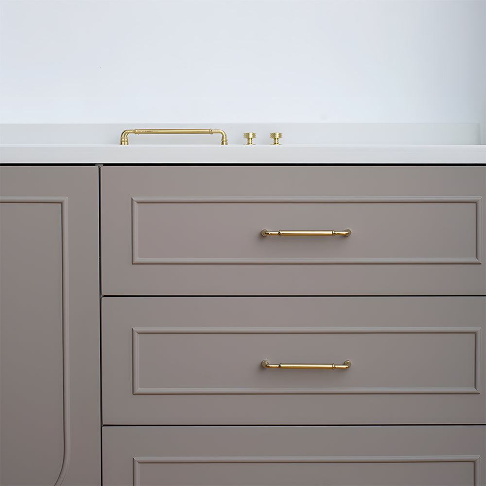 Classic Collared Bar Wardrobe Handles and Ringed Knobs