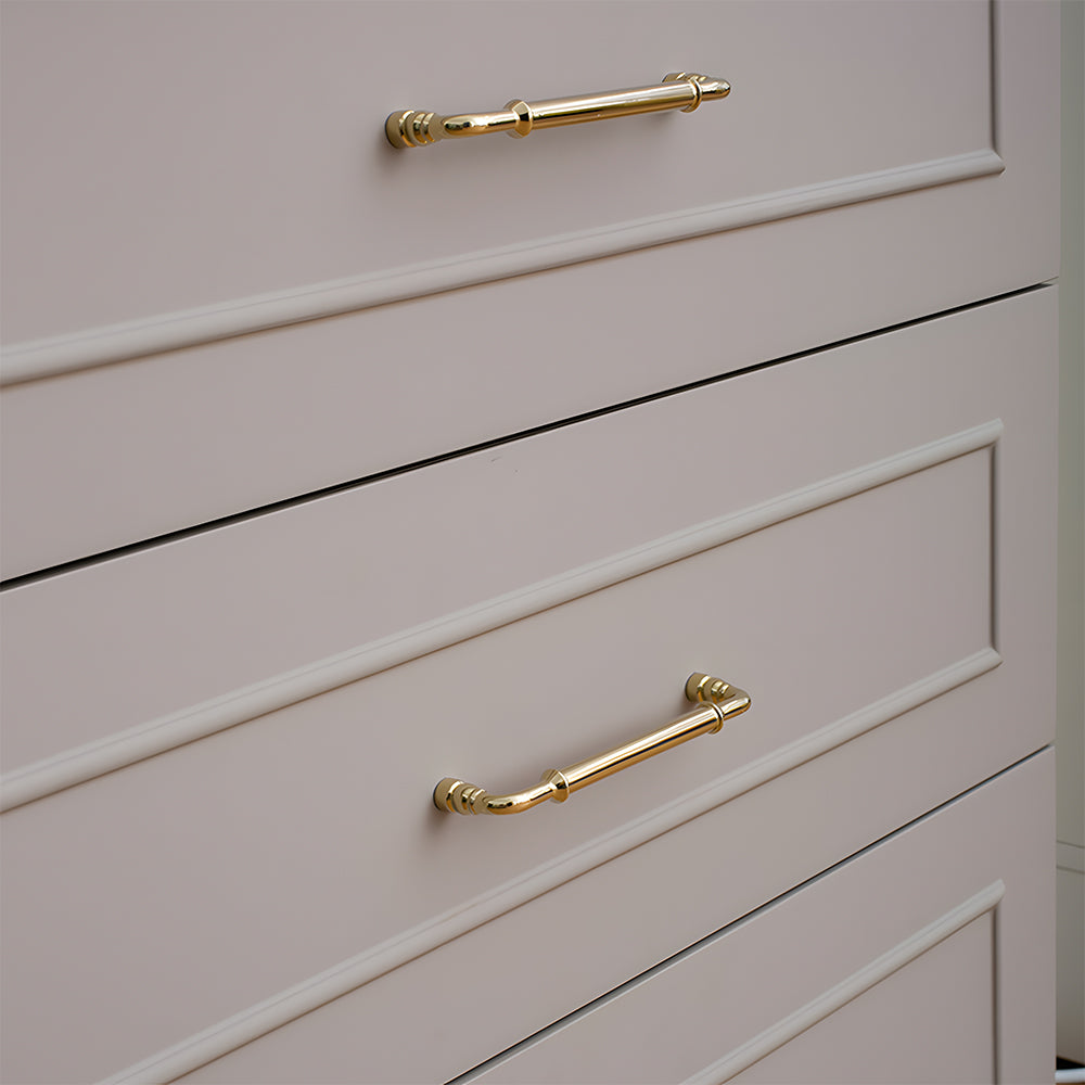 Classic Collared Bar Wardrobe Handles and Ringed Knobs