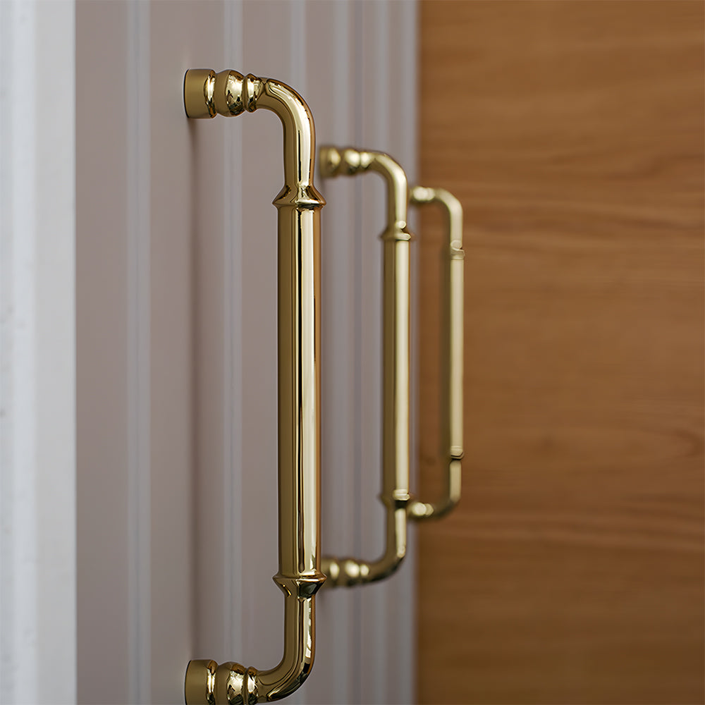 Classic Collared Bar Wardrobe Handles and Ringed Knobs