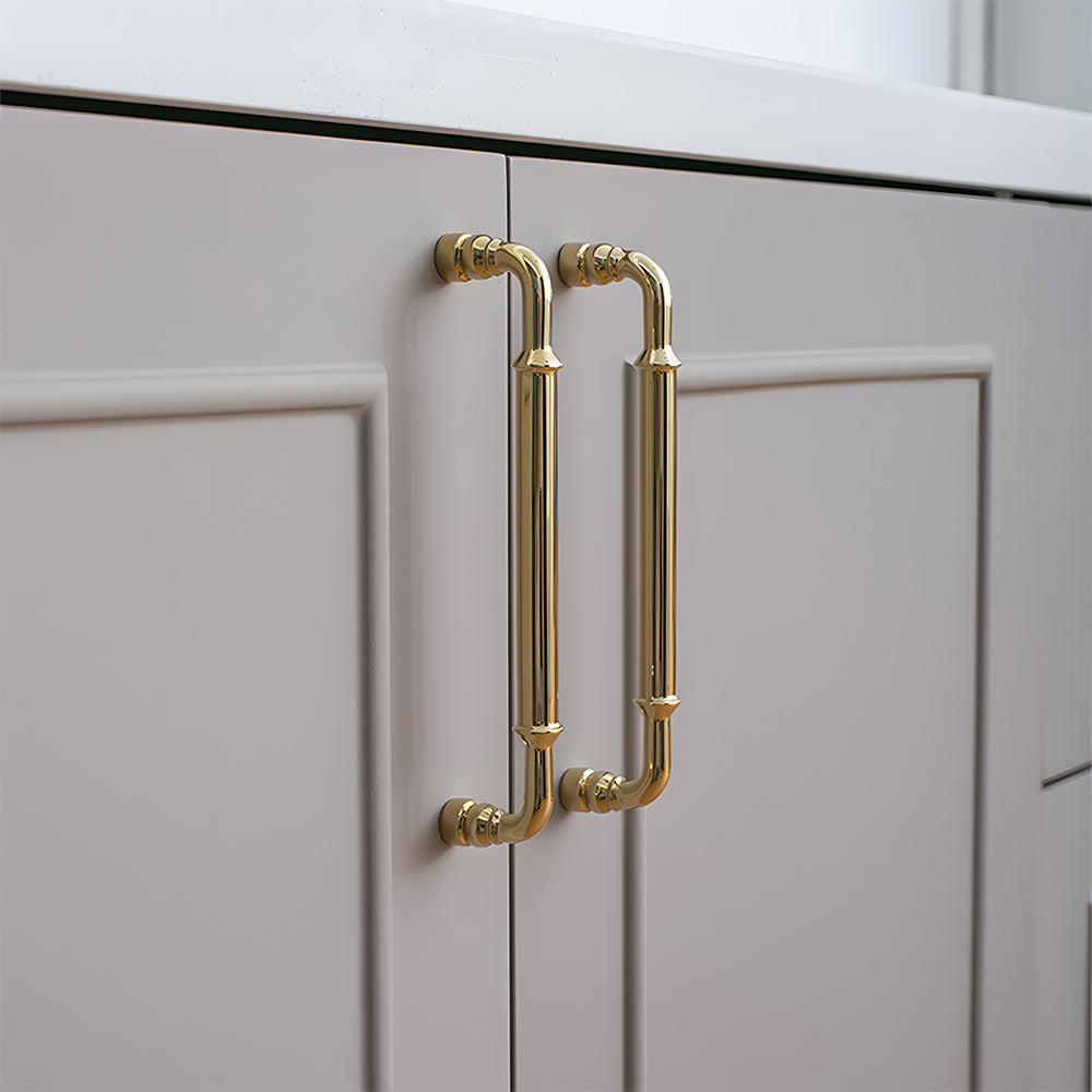 Classic Collared Bar Wardrobe Handles and Ringed Knobs