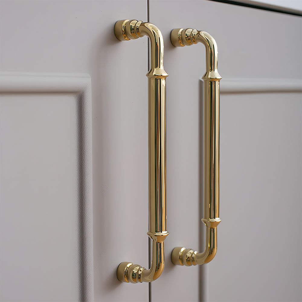 Classic Collared Bar Wardrobe Handles and Ringed Knobs