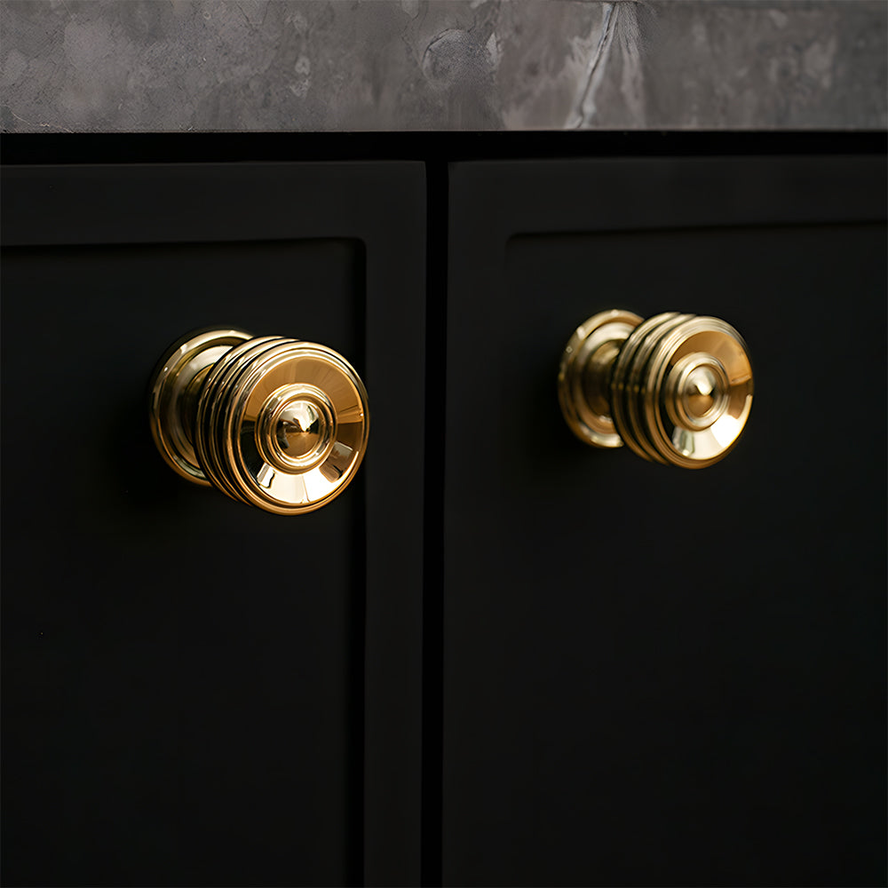 Classic Collared Bar Wardrobe Handles and Ringed Knobs