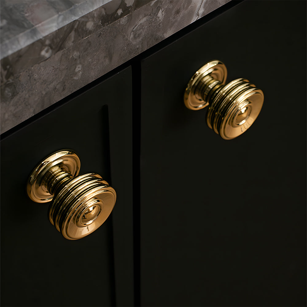 Classic Collared Bar Wardrobe Handles and Ringed Knobs