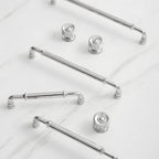 Classic Collared Bar Wardrobe Handles and Ringed Knobs