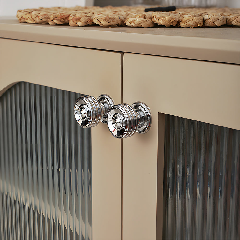 Classic Collared Bar Wardrobe Handles and Ringed Knobs