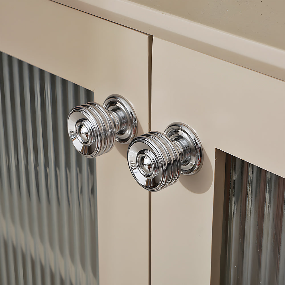 Classic Collared Bar Wardrobe Handles and Ringed Knobs