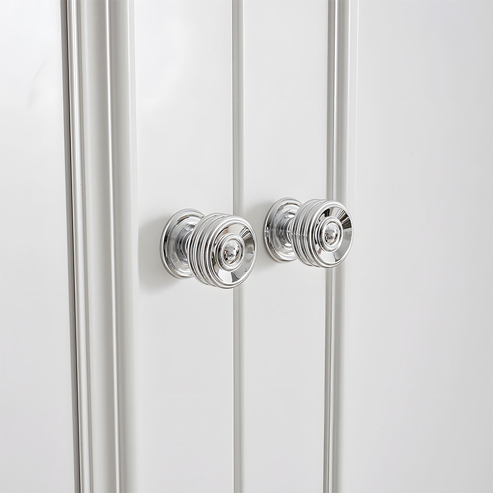 Classic Collared Bar Wardrobe Handles and Ringed Knobs
