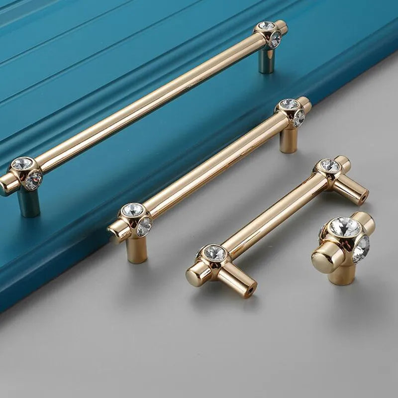 Classic Crystal-Set Bar Cupboard Handles & Knobs