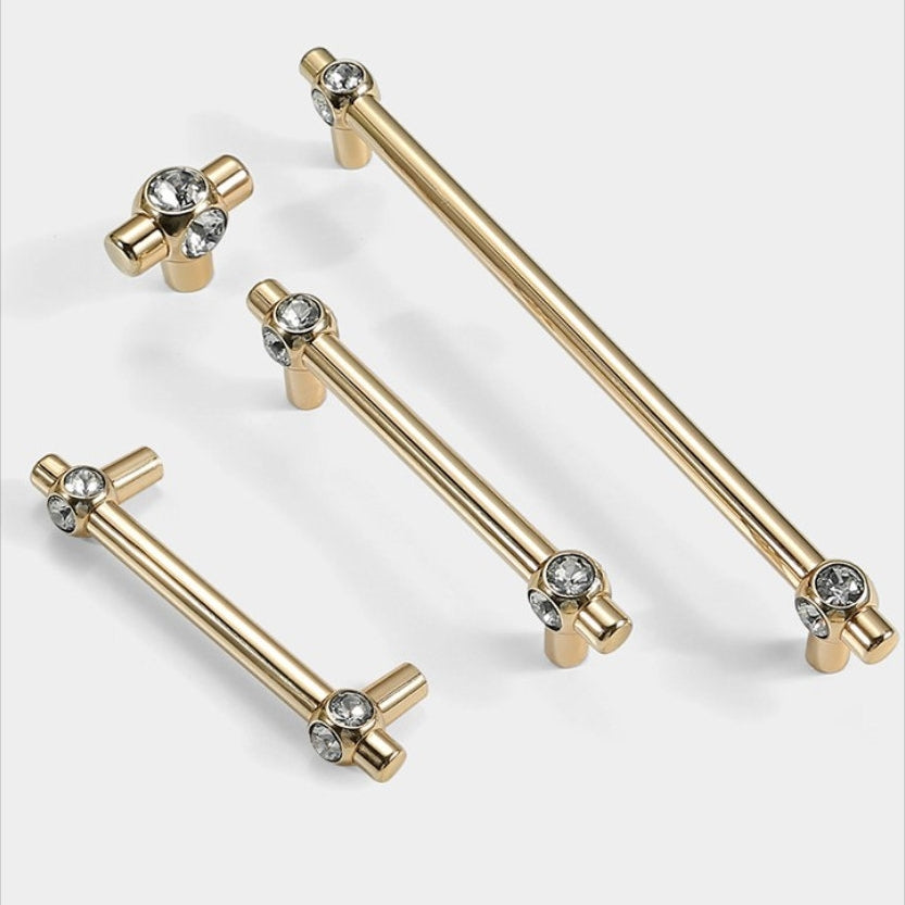 Classic Crystal-Set Bar Cupboard Handles & Knobs