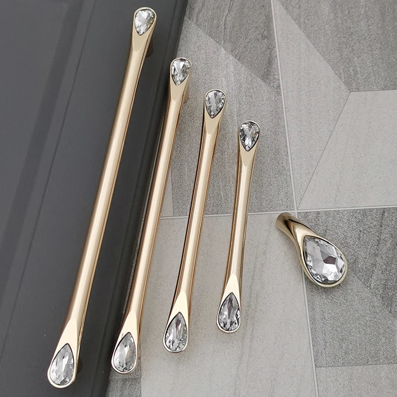 Classic Crystal-Set Bar Cupboard Handles & Knobs
