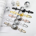 Classic Diamond Crystal Drawer Knobs with Leaf Backplates