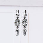 Classic Diamond Crystal Drawer Knobs with Leaf Backplates