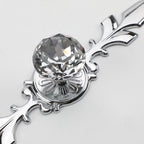 Classic Diamond Crystal Drawer Knobs with Leaf Backplates