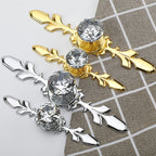 Classic Diamond Crystal Drawer Knobs with Leaf Backplates