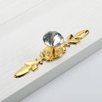 Classic Diamond Crystal Drawer Knobs with Leaf Backplates