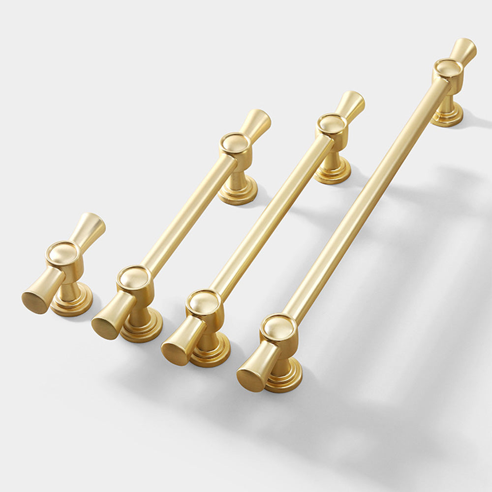 Classic Flared-End Brass T-Bar Drawer Handles & Knobs