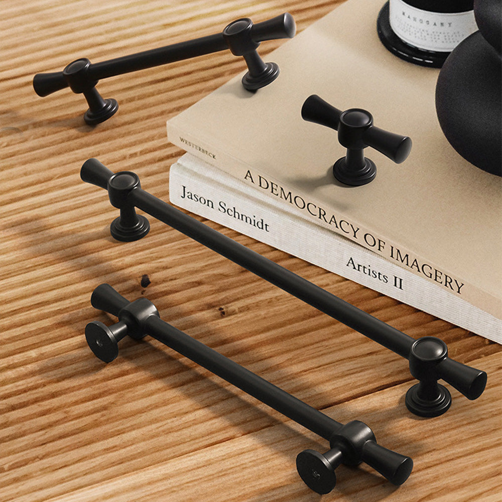 Classic Flared-End Brass T-Bar Drawer Handles & Knobs
