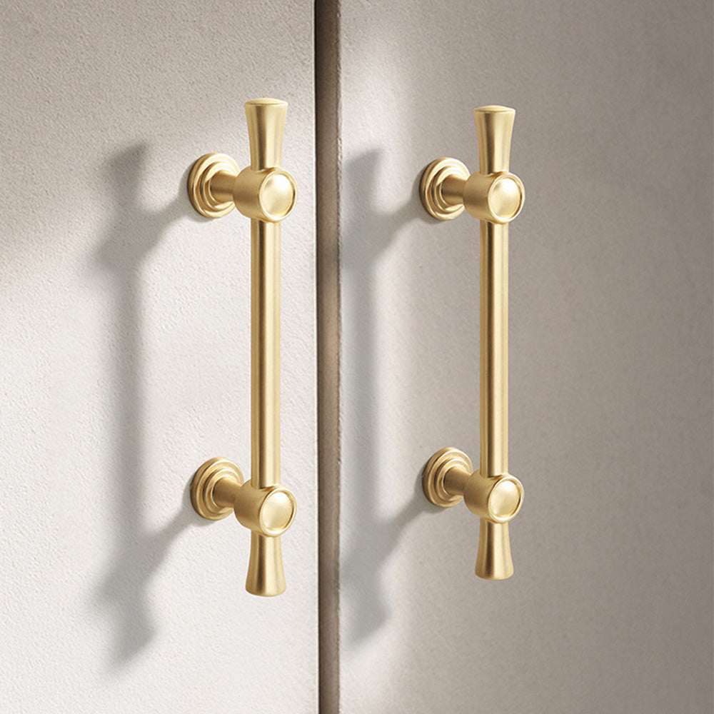 Classic Flared-End Brass T-Bar Drawer Handles & Knobs