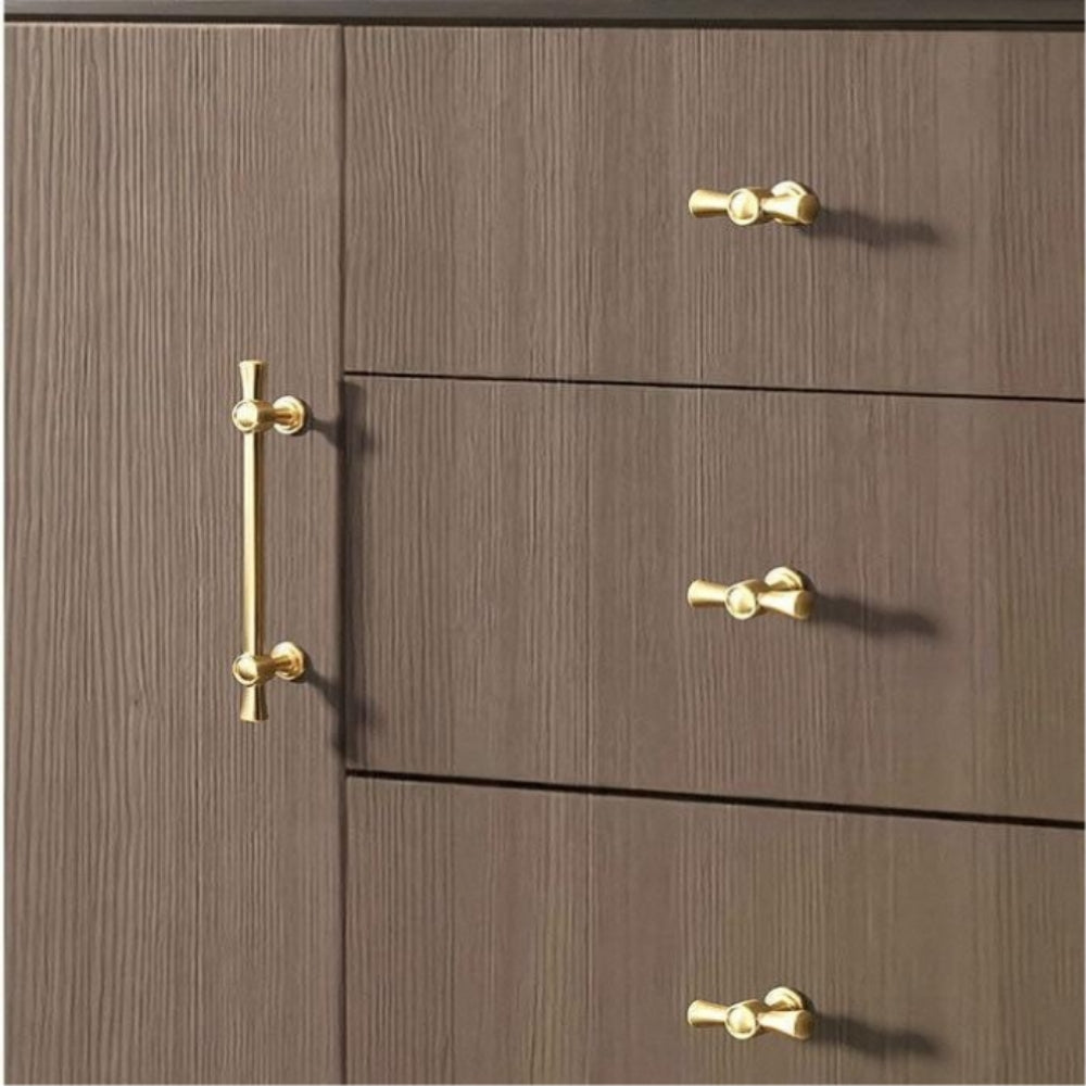 Classic Flared-End Brass T-Bar Drawer Handles & Knobs