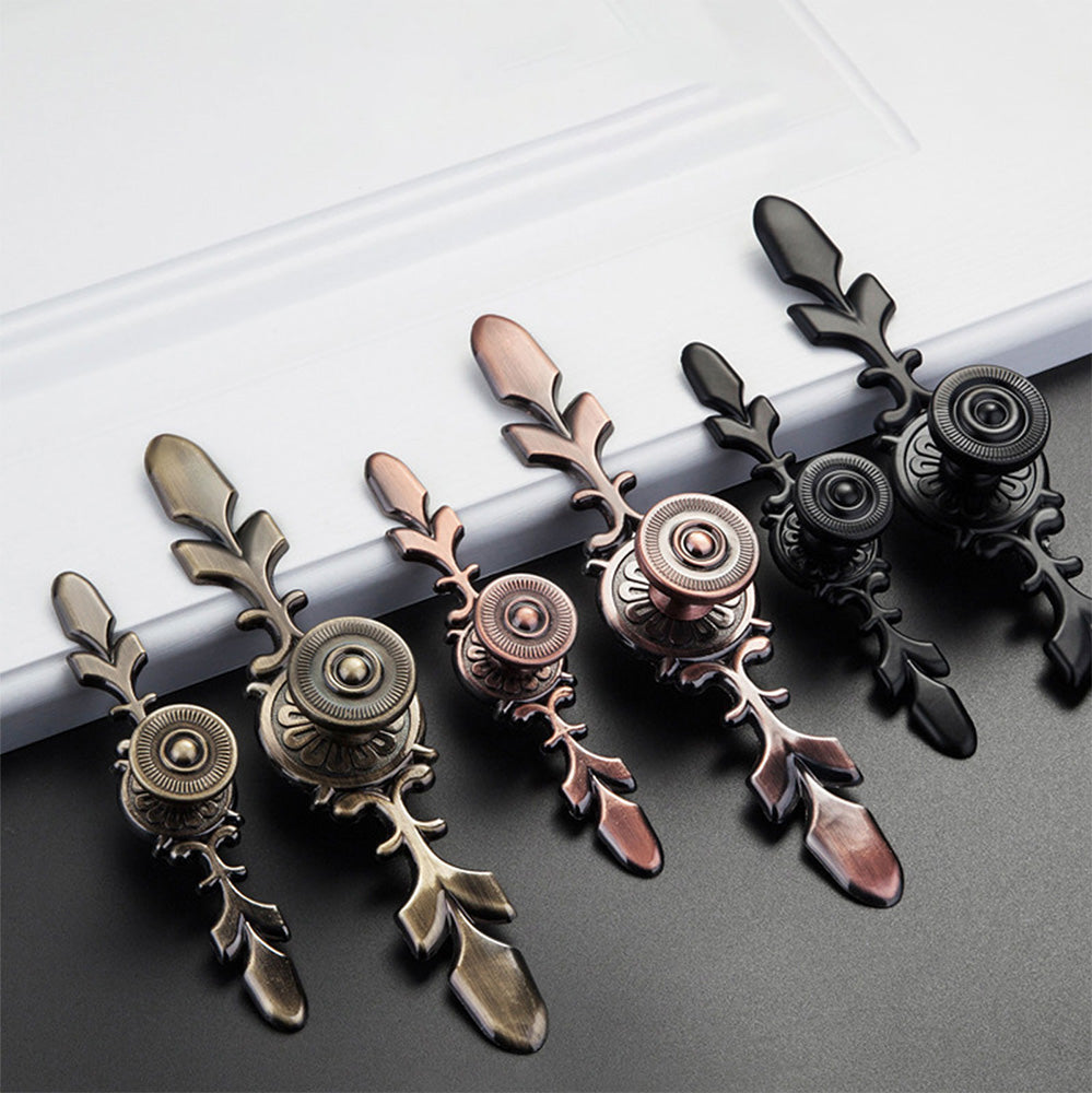 Classic Floral Cupboard Knobs with Leaf Backplate