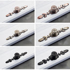 Classic Floral Cupboard Knobs with Leaf Backplate