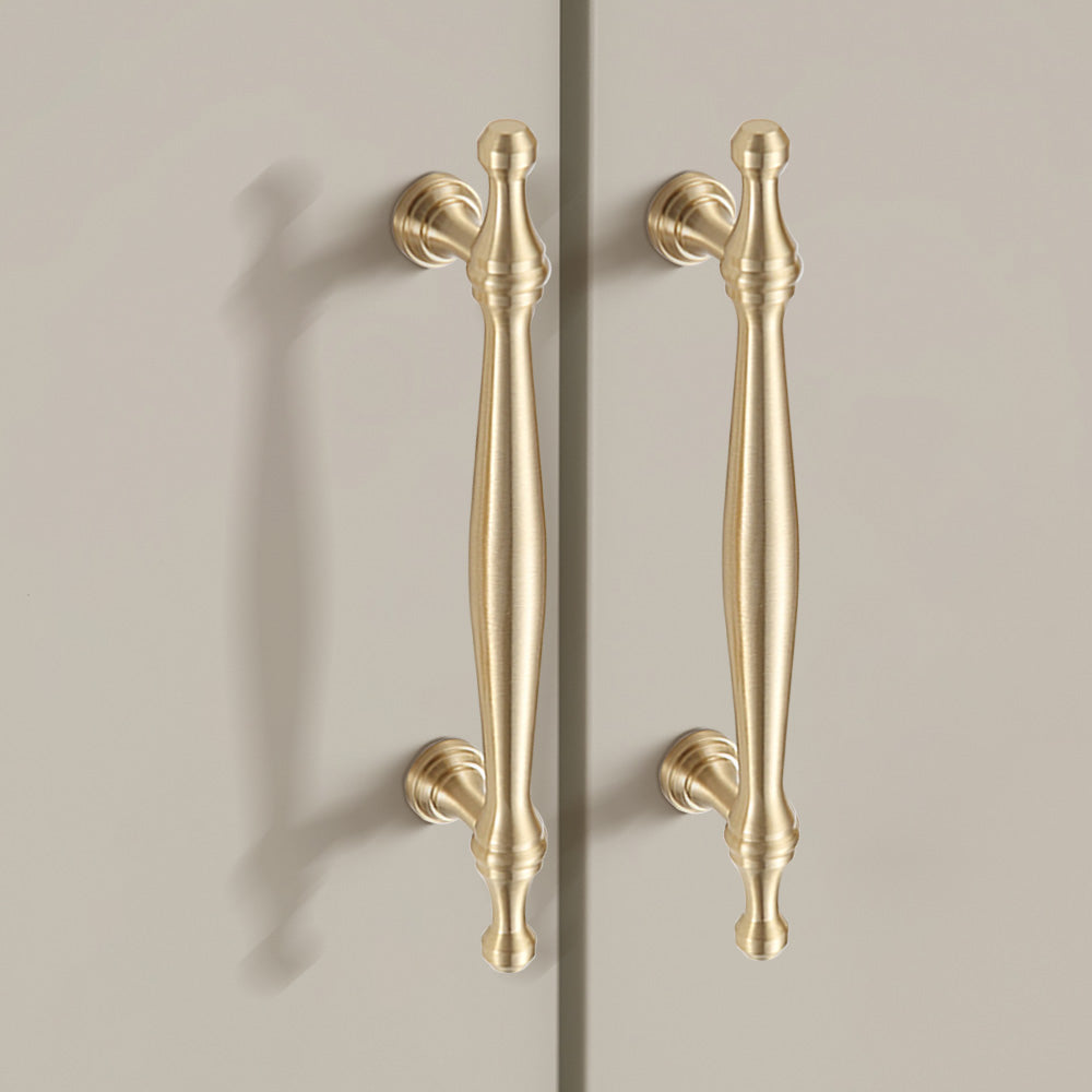 Classic French-Style Brass Wardrobe Handles with Finial Ends