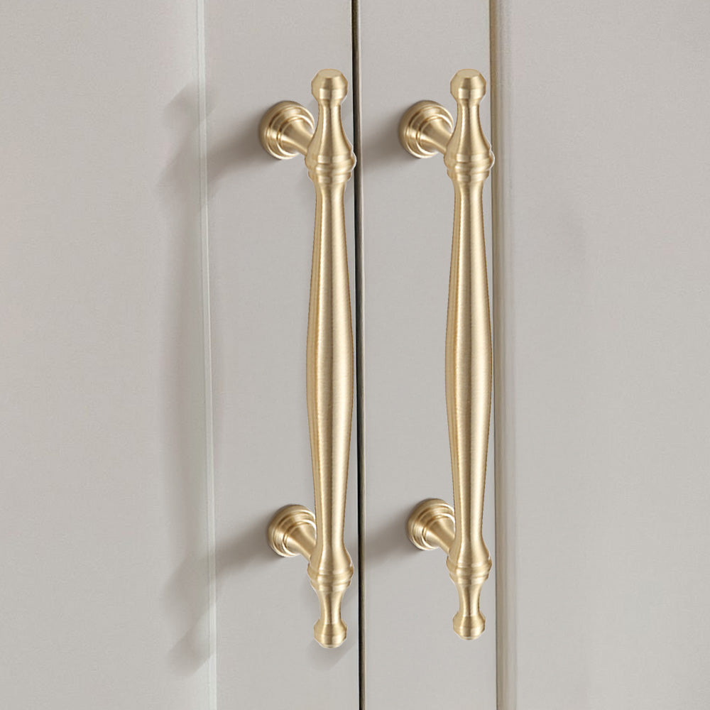 Classic French-Style Brass Wardrobe Handles with Finial Ends