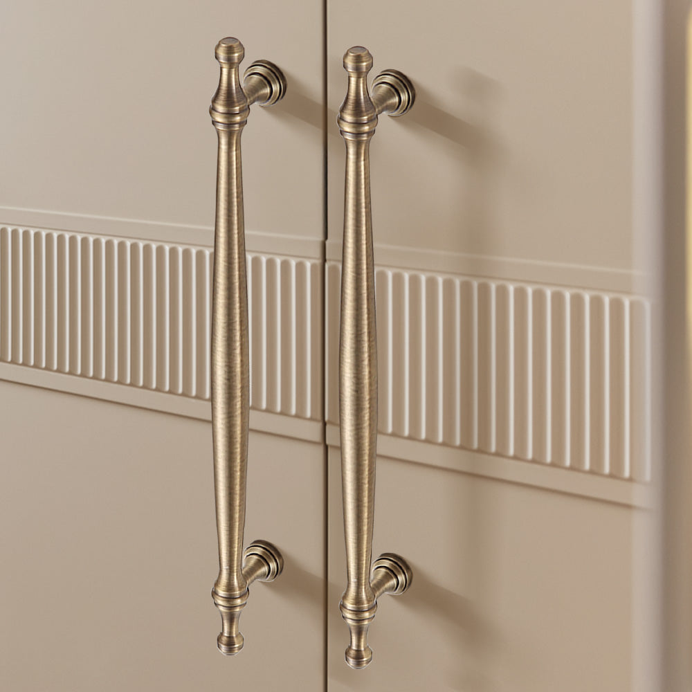 Classic French-Style Brass Wardrobe Handles with Finial Ends