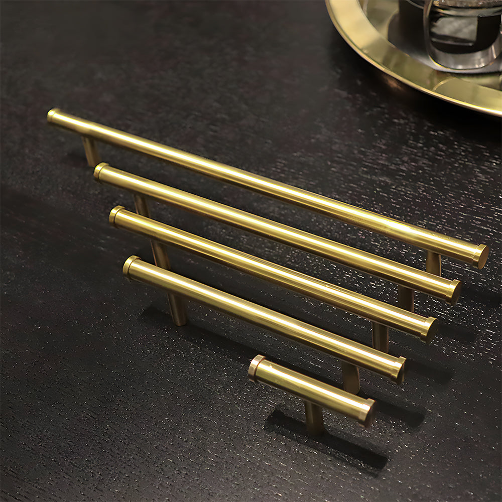 Classic Gold Brass T-Bar Cupboard Handles and Knobs