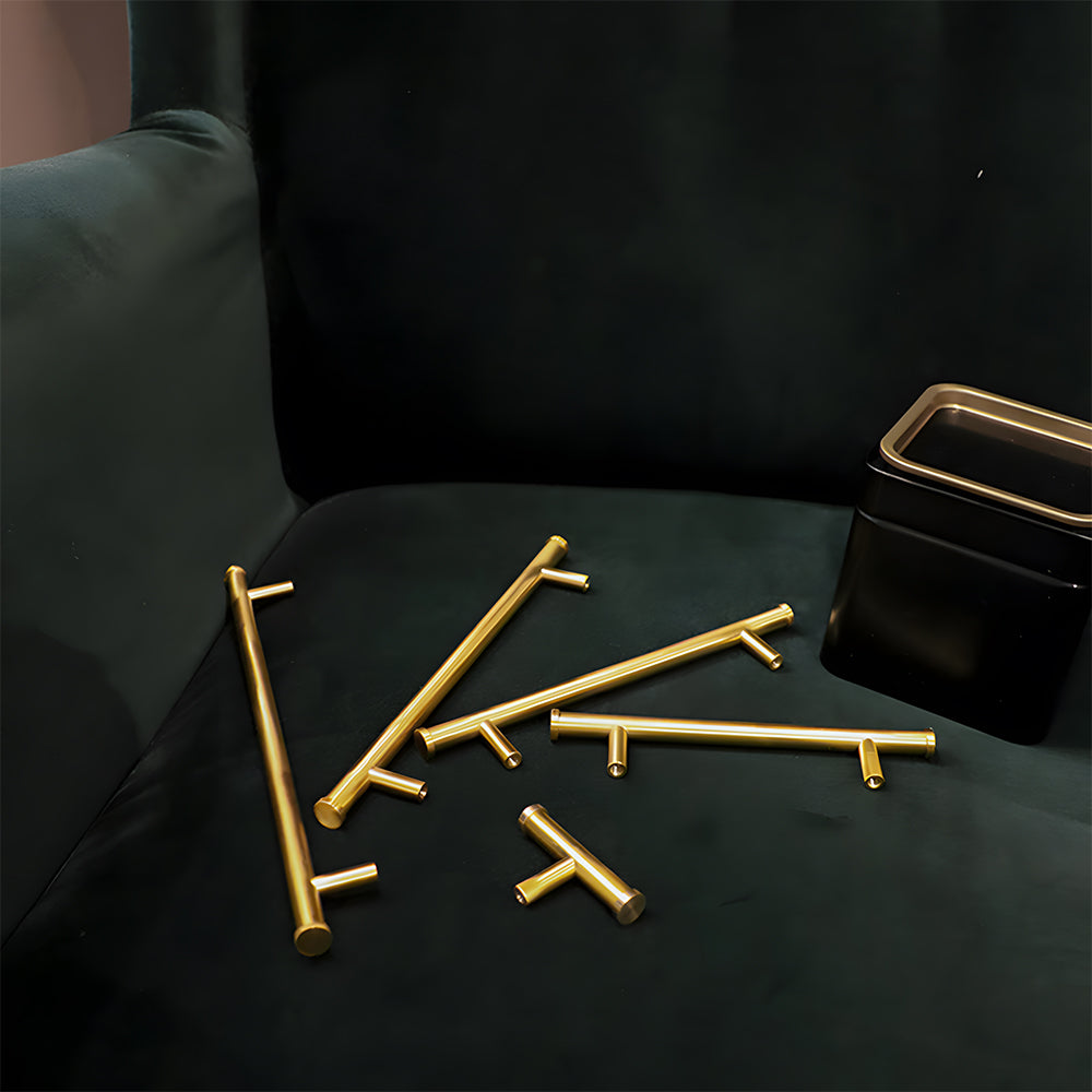 Classic Gold Brass T-Bar Cupboard Handles and Knobs
