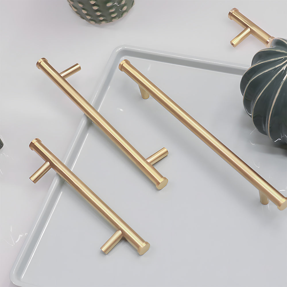 Classic Gold Brass T-Bar Cupboard Handles and Knobs