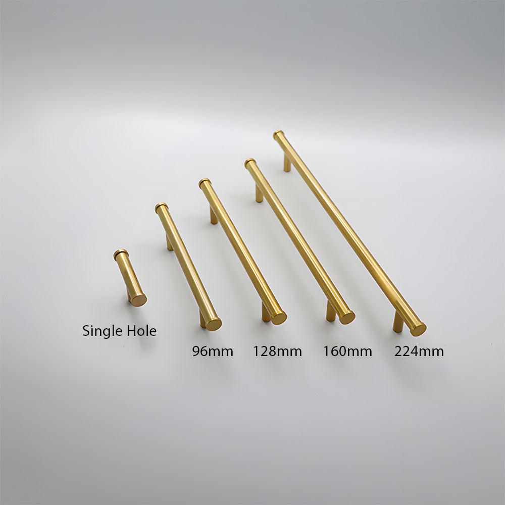Classic Gold Brass T-Bar Cupboard Handles and Knobs