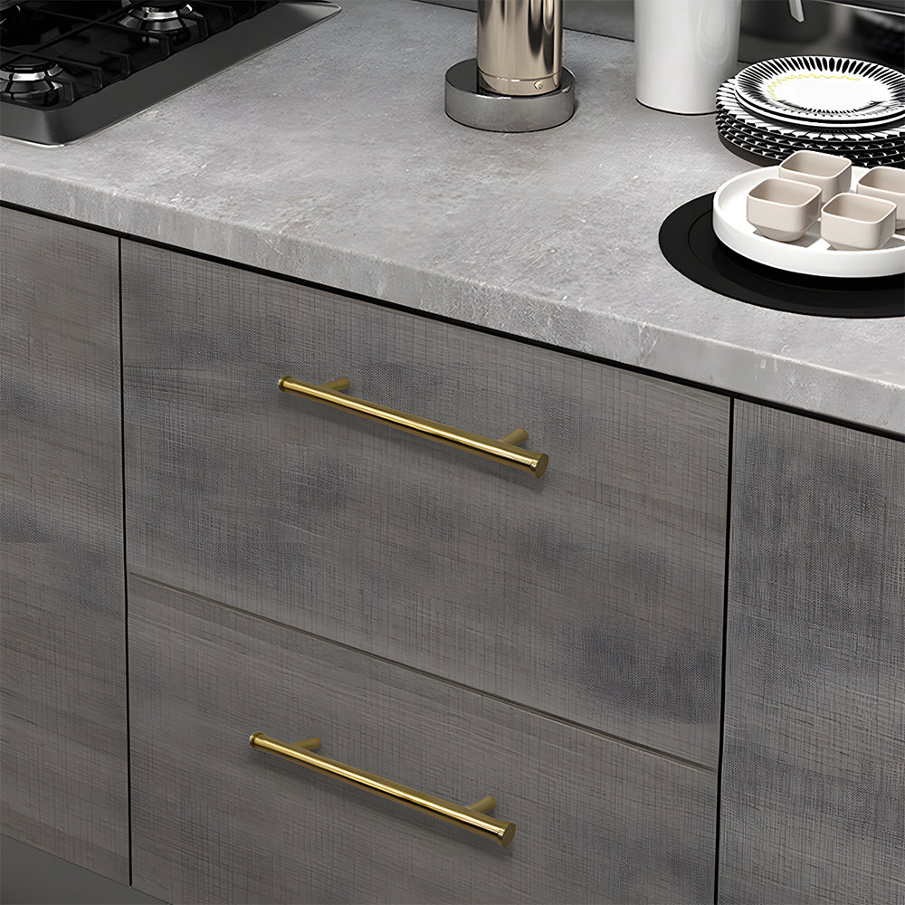 Classic Gold Brass T-Bar Cupboard Handles and Knobs