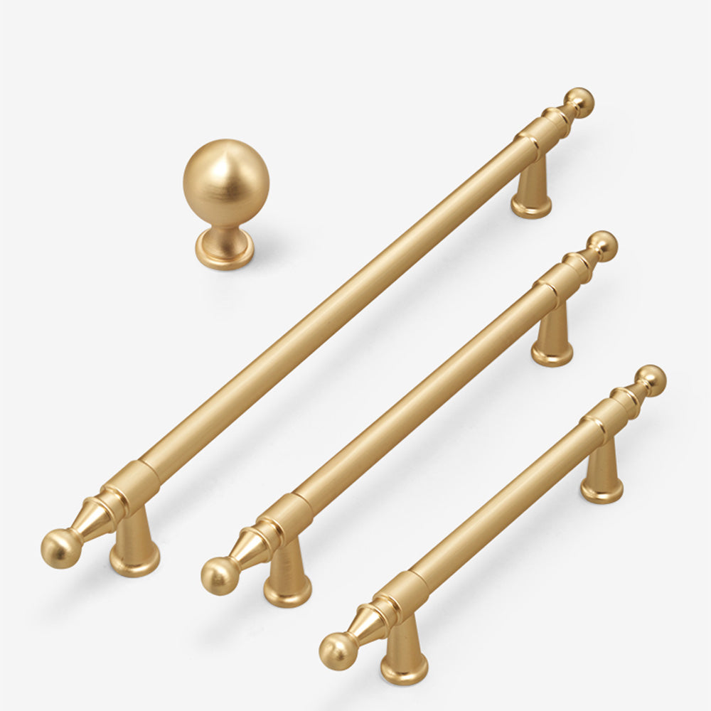 Classic Gold T-Bar Cupboard Handles with Ball Finials