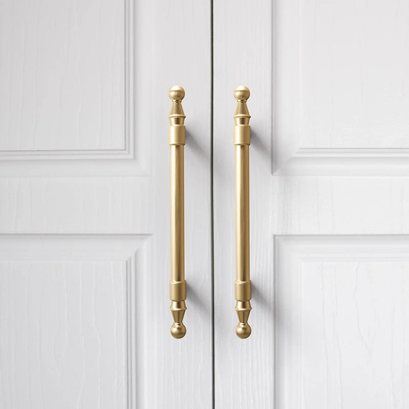 Classic Gold T-Bar Cupboard Handles with Ball Finials