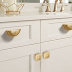 Classic Half-Moon Brass Cup Handles & Square Knobs