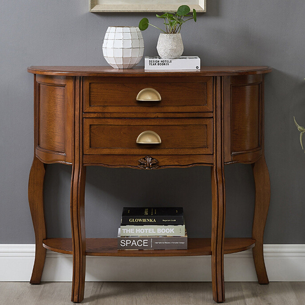 Classic Half-Moon Brass Cup Handles & Square Knobs
