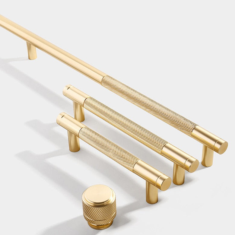 Classic Knurled Aluminium T-Bar Cupboard Handles & Knobs