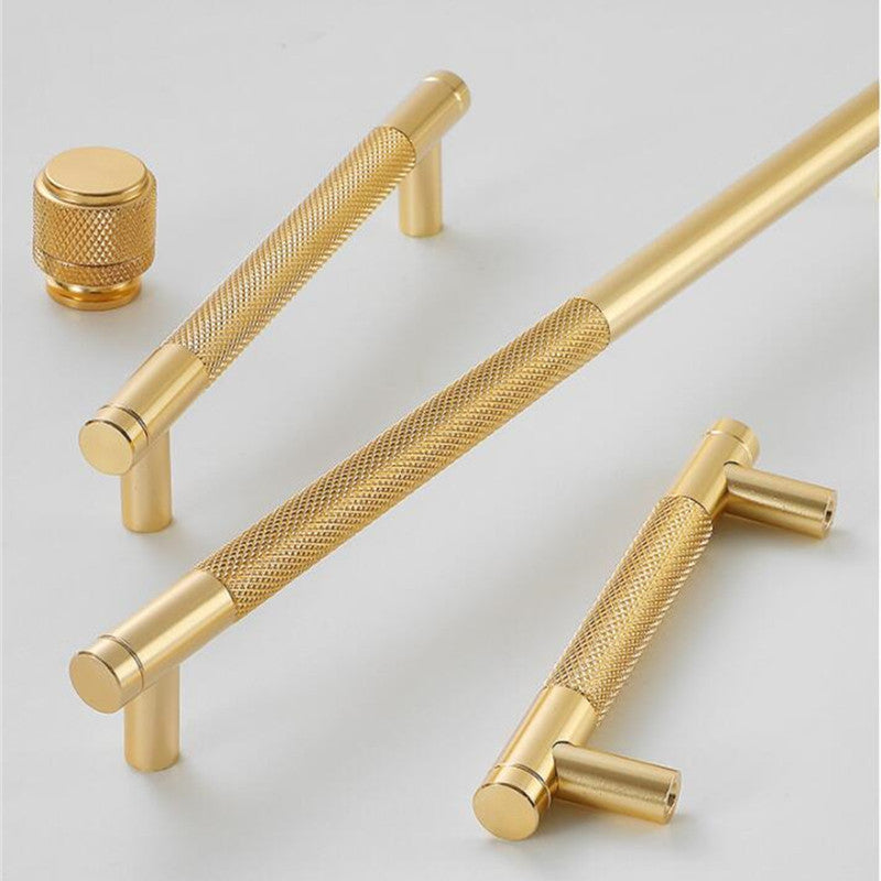 Classic Knurled Aluminium T-Bar Cupboard Handles & Knobs