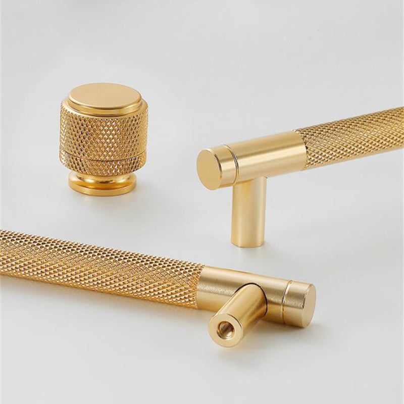 Classic Knurled Aluminium T-Bar Cupboard Handles & Knobs