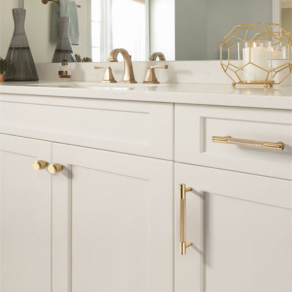 Classic Knurled Aluminium T-Bar Cupboard Handles & Knobs