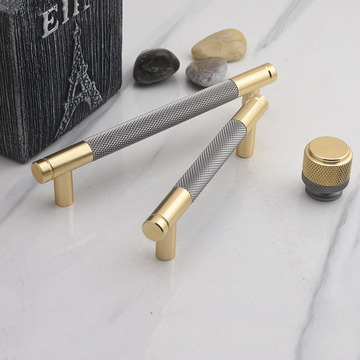 Classic Knurled Aluminium T-Bar Kitchen Cupboard Handles & Knobs