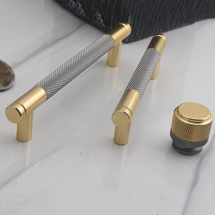 Classic Knurled Aluminium T-Bar Kitchen Cupboard Handles & Knobs