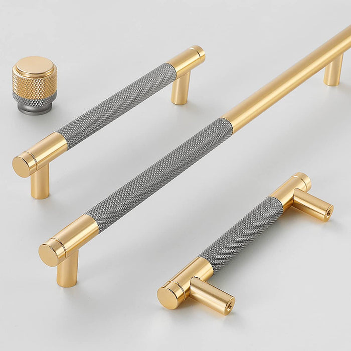 Classic Knurled Aluminium T-Bar Kitchen Cupboard Handles & Knobs